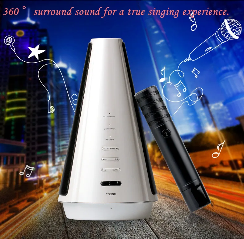 Brand Tosing Mobile audio portable microphone wireless Bluetooth speaker home desktop karaoke microphone for meetings and party-5