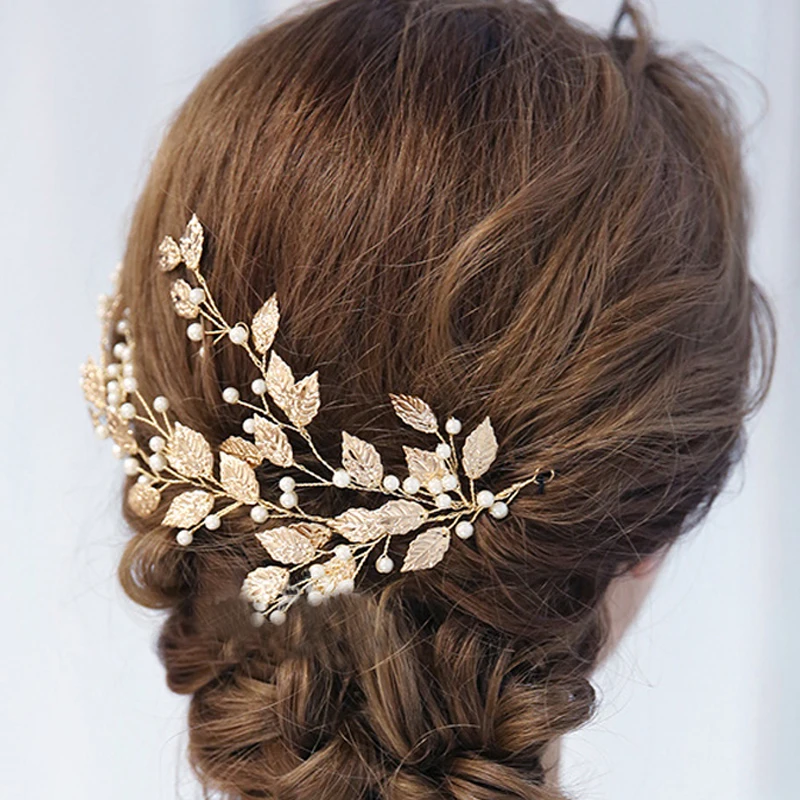FirstStar Handmade Elegant Gold Leaf Wedding Head Dress Pearl Bridal Hair Piece For Prom Women Headband Accessories Jewelry
FirstStar Handmade Elegant Gold Leaf Wedding Head Dress Pearl Bridal Hair Piece For Prom Women Headband Accessories Jewelry