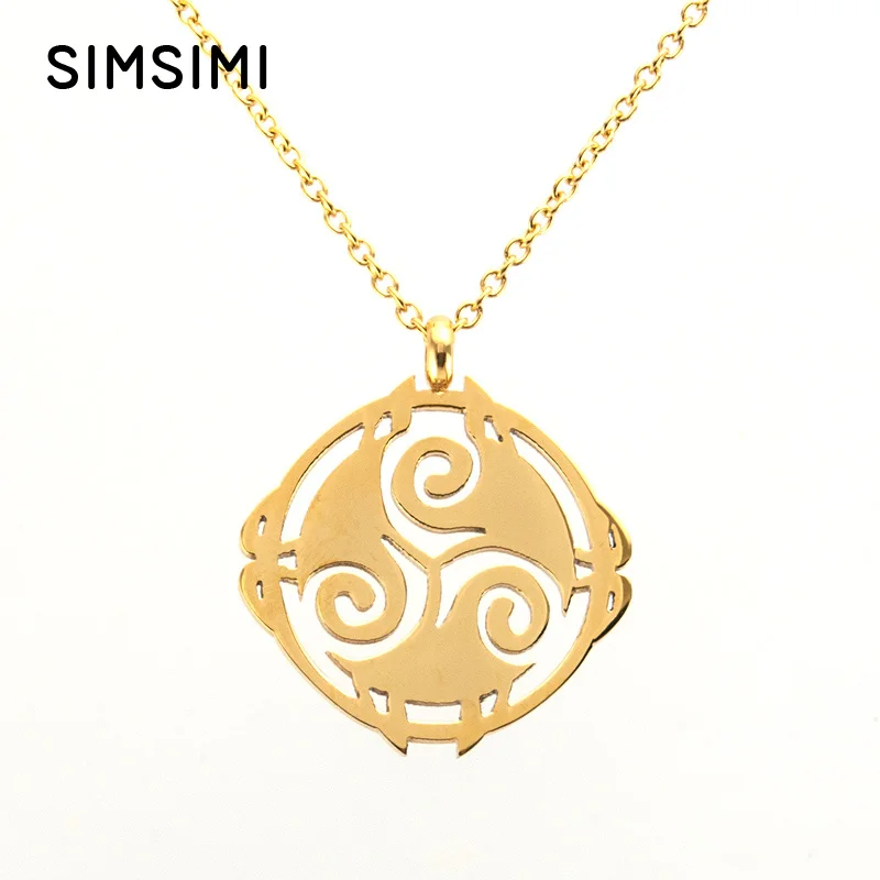 Simsimi Gold color triskel inspired Triskele keltic Knot charms high polished round Pendant stainless steel Necklace
Simsimi Gold color triskel inspired Triskele keltic Knot charms high polished round Pendant stainless steel Necklace