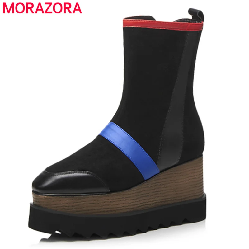 MORAZORA 2020 New genuine leather boots women mixed color thick bottom platform boots zipper autumn ladies ankle boots for women
MORAZORA 2020 New genuine leather boots women mixed color thick bottom platform boots zipper autumn ladies ankle boots for women