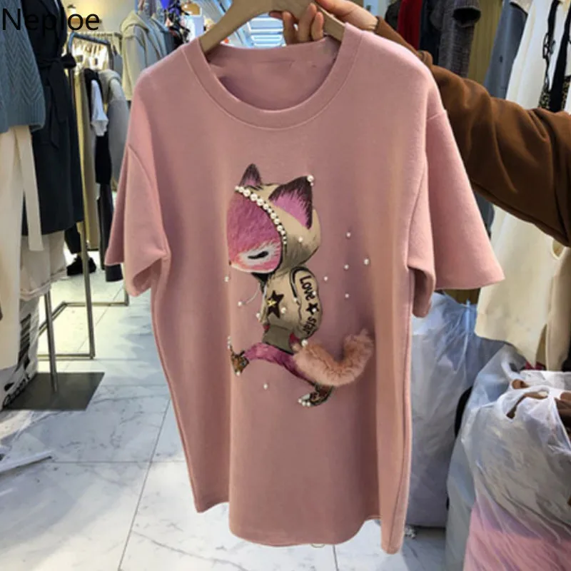 Neploe Women Fashion Beading T Shirt 2019 Korean New Summer Cartoon Fox Tees Casual Loose O-Neck Ladies Cotton Hot Tops 43390
Neploe Women Fashion Beading T Shirt 2019 Korean New Summer Cartoon Fox Tees Casual Loose O-Neck Ladies Cotton Hot Tops 43390
