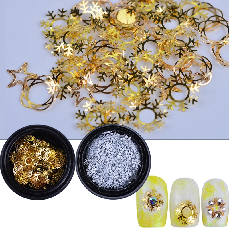 1 Bottle Snowflake Nail Art Decorations Gold White 3D Nail Sequins Glitter Christmas New Year DIY Nails Metal Paillettes TR526
1 Bottle Snowflake Nail Art Decorations Gold White 3D Nail Sequins Glitter Christmas New Year DIY Nails Metal Paillettes TR526