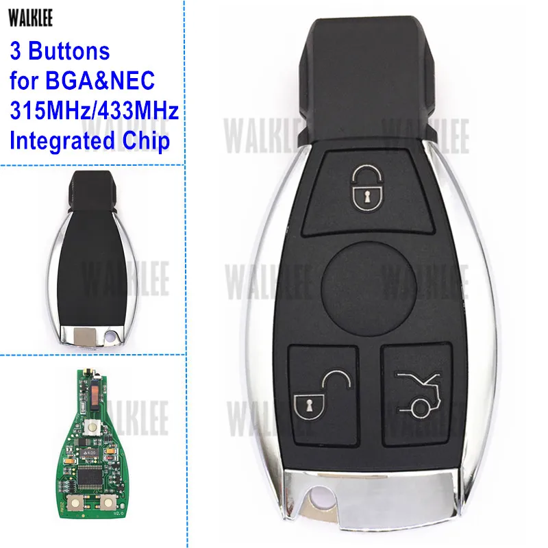 

WALKLEE 315MHz or 433.92MHz Remote Smart Key Suit for Mercedes Benz Supports original BGA and NEC Types Year 2000 Onwards