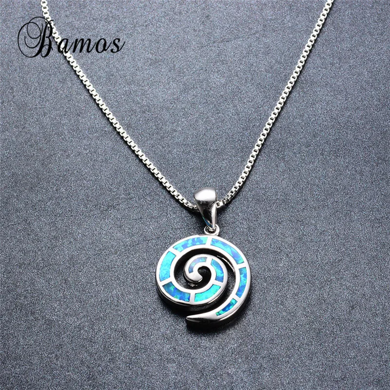 Bamos High Quality 925 Sterling Silver Filled Female Party Gift Unique Blue Fire Opal Spiral Pendant Necklaces For Women NL0090
Bamos High Quality 925 Sterling Silver Filled Female Party Gift Unique Blue Fire Opal Spiral Pendant Necklaces For Women NL0090