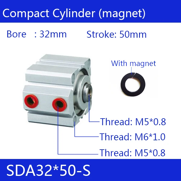 SDA32*50-S Free shipping 32mm Bore 50mm Stroke Compact Air Cylinders SDA32X50-S Dual Action Air Pneumatic Cylinder
SDA32*50-S Free shipping 32mm Bore 50mm Stroke Compact Air Cylinders SDA32X50-S Dual Action Air Pneumatic Cylinder