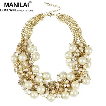 MANILAI Fashion MultiLayers Chain Cross imitation Pearls Rhinestone Beads Choker Statement Necklaces Women Bijouterie Collier
MANILAI Fashion MultiLayers Chain Cross imitation Pearls Rhinestone Beads Choker Statement Necklaces Women Bijouterie Collier