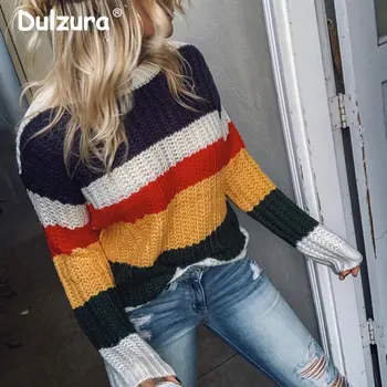 Fashion Rainbow Patchwork Knitted Sweaters Women 2019 Autumn Winter Warm Striped Jumpers Loose Oversized Colorful Pullovers
Fashion Rainbow Patchwork Knitted Sweaters Women 2019 Autumn Winter Warm Striped Jumpers Loose Oversized Colorful Pullovers