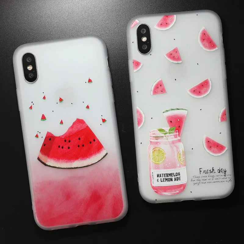 SoCouple Soft Silicone Phone case For iphone 7 Case Fruit Watermelon Pattern Relief Case For iphone 6 6S 7 8 Plus X Xs max XR
SoCouple Soft Silicone Phone case For iphone 7 Case Fruit Watermelon Pattern Relief Case For iphone 6 6S 7 8 Plus X Xs max XR