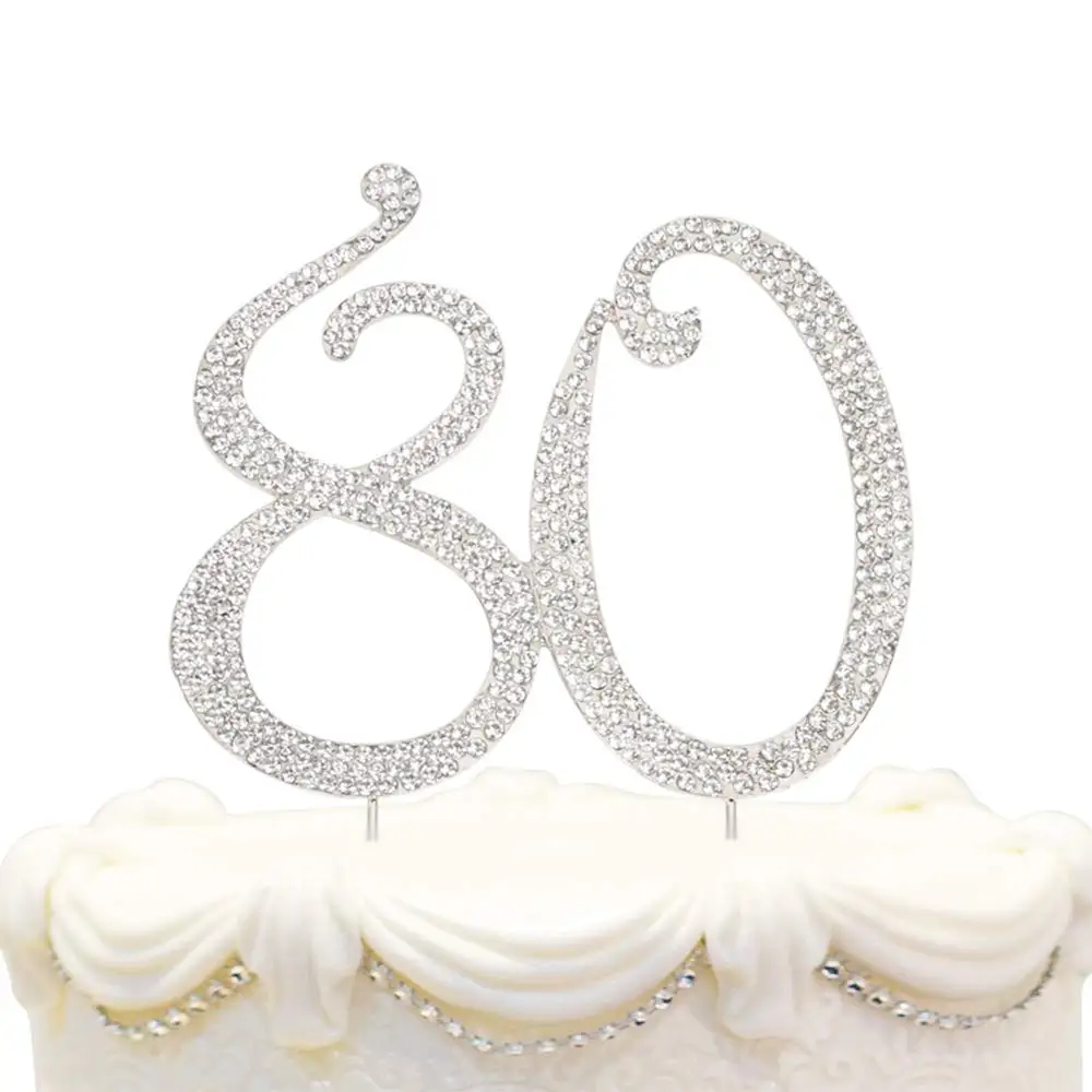 Rhinestone Cake Topper | Premium Sparkly Crystal Diamond Gems | 80th Birthday or Anniversary Party Perfect Keepsake
Rhinestone Cake Topper | Premium Sparkly Crystal Diamond Gems | 80th Birthday or Anniversary Party Perfect Keepsake
