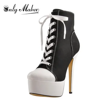 Onlymaker Women's Canvas Platform Lace Up Ankle Booties16cm High Heel Side Zipper Plus Size US5~US15 Stiletto Boots
Onlymaker Women's Canvas Platform Lace Up Ankle Booties16cm High Heel Side Zipper Plus Size US5~US15 Stiletto Boots