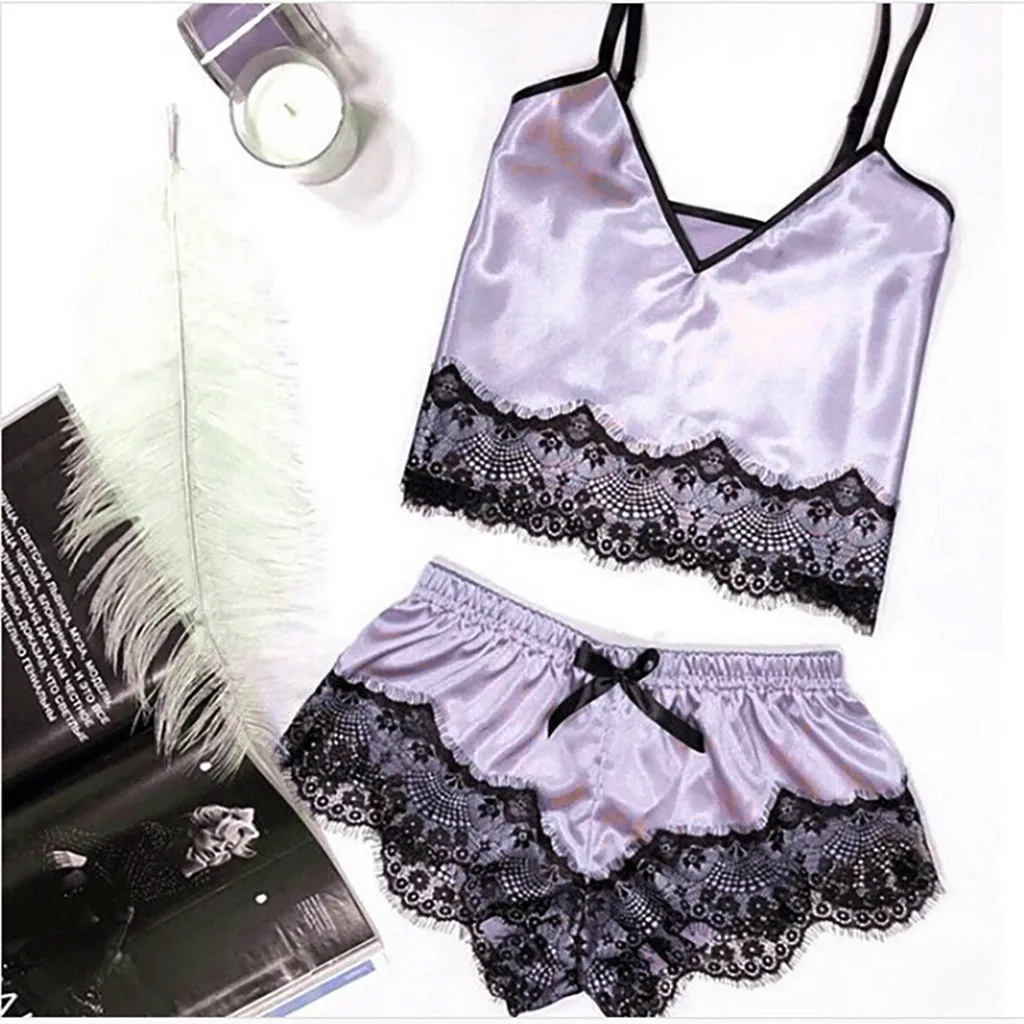 Sexy Women Sleepwear Satin Sling Lingerie Lace Bowknot Nightdress Underwear Women Sleeveless Strap Pajamas Sets Nightwear *B
Sexy Women Sleepwear Satin Sling Lingerie Lace Bowknot Nightdress Underwear Women Sleeveless Strap Pajamas Sets Nightwear *B