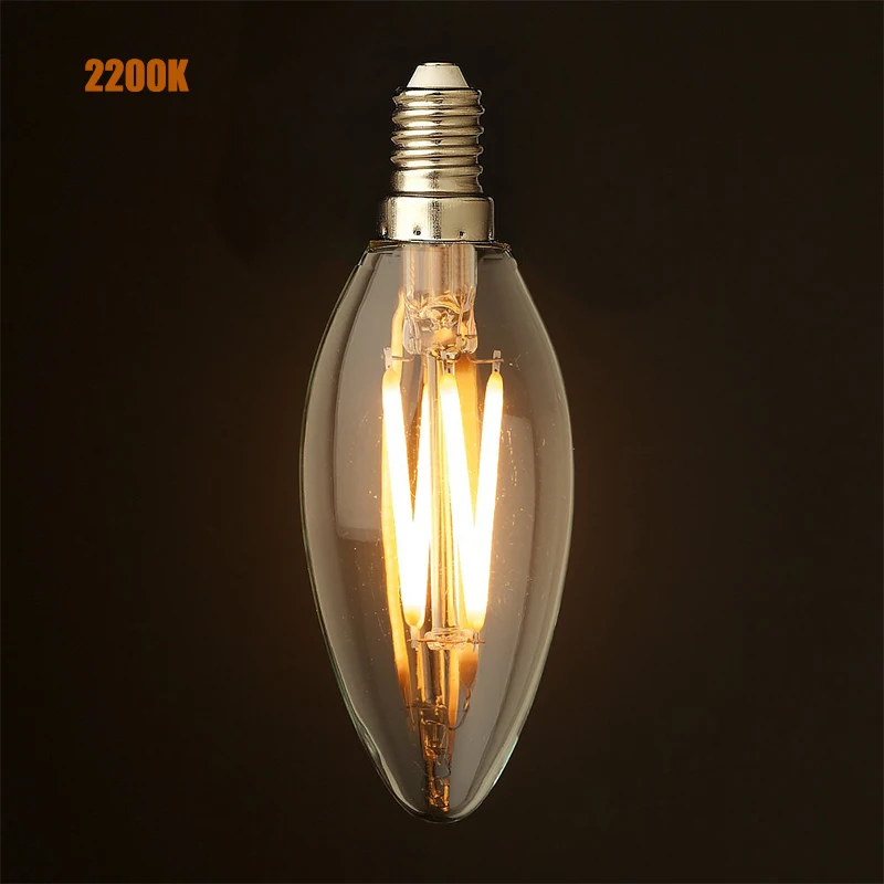 2W 4W,LED Filament Light Bulb,Chandelier Candle Style,E12 E14 Base,Warm Yellow(2200K),110V 220VAC,Retro Decorative Lamp
2W 4W,LED Filament Light Bulb,Chandelier Candle Style,E12 E14 Base,Warm Yellow(2200K),110V 220VAC,Retro Decorative Lamp