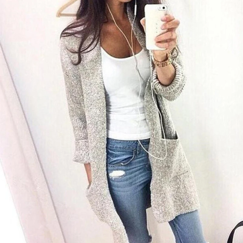 New Korean Fashion Women Knitted Cardigan 2018 Winter Coat Long Sleeve Sweater Loose Pockets Long Female Black Gray Outwear
New Korean Fashion Women Knitted Cardigan 2018 Winter Coat Long Sleeve Sweater Loose Pockets Long Female Black Gray Outwear