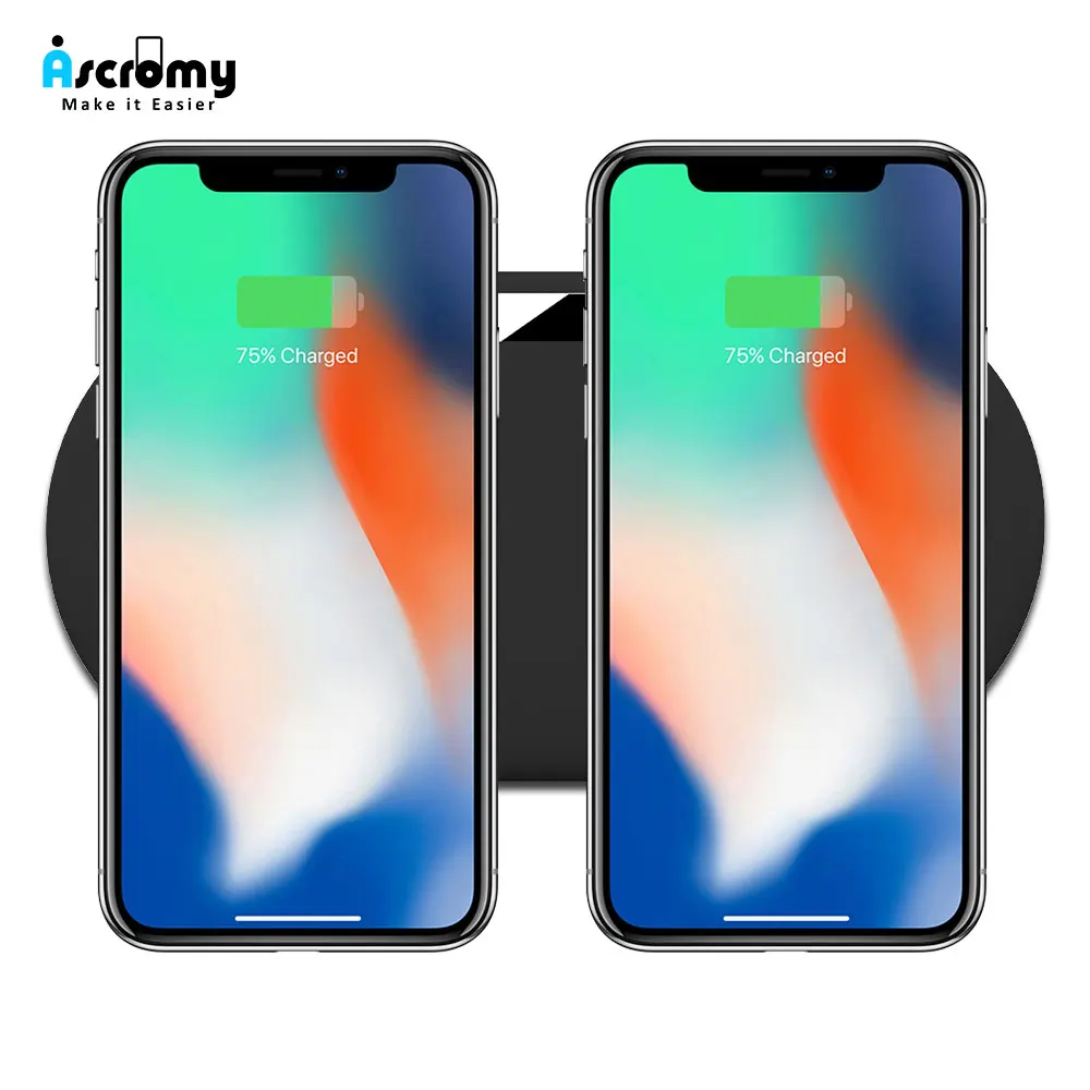 Ascromy Wireless Charging Pad Double Qi Charger Station For Two Phones iPhone X 8 Plus XS MAX Samsung S9 S8 Carregador sem fio
Ascromy Wireless Charging Pad Double Qi Charger Station For Two Phones iPhone X 8 Plus XS MAX Samsung S9 S8 Carregador sem fio