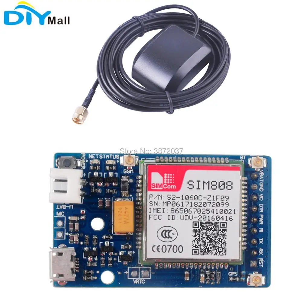 SIM808 Module Quad-Band GSM GPRS GPS Development Board with Bluetooth Function for Arduino
SIM808 Module Quad-Band GSM GPRS GPS Development Board with Bluetooth Function for Arduino