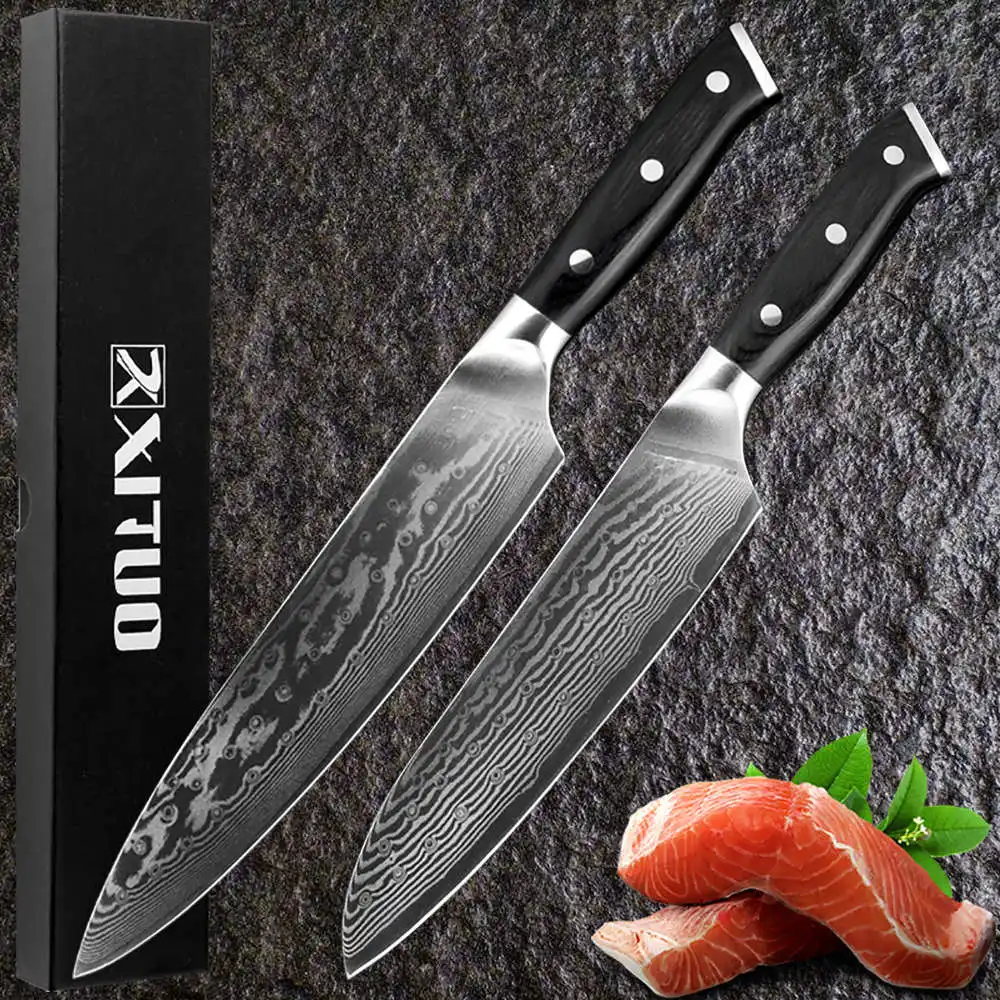 XITUO 8" inch Professional Chef Knife Japanese VG10 Damascus Meat Filleting Slicing Beef Santoku three-dimensional Cleaver New
XITUO 8" inch Professional Chef Knife Japanese VG10 Damascus Meat Filleting Slicing Beef Santoku three-dimensional Cleaver New
