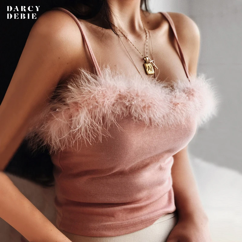 Darcydebie Sexy Fur Camisole Women Crop Top Spaghetti Strap Off Shoulder Short Tube Top Bustier Solid Tees Feamle Tank Tops
Darcydebie Sexy Fur Camisole Women Crop Top Spaghetti Strap Off Shoulder Short Tube Top Bustier Solid Tees Feamle Tank Tops