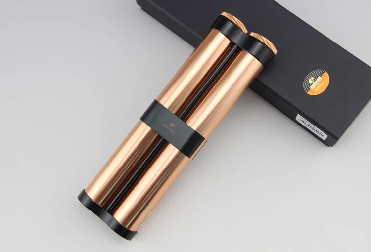 New Arrival! COHIBA 2CT Pure Copper Golden Travel use Double Cigar Tube With Gift Box
New Arrival! COHIBA 2CT Pure Copper Golden Travel use Double Cigar Tube With Gift Box