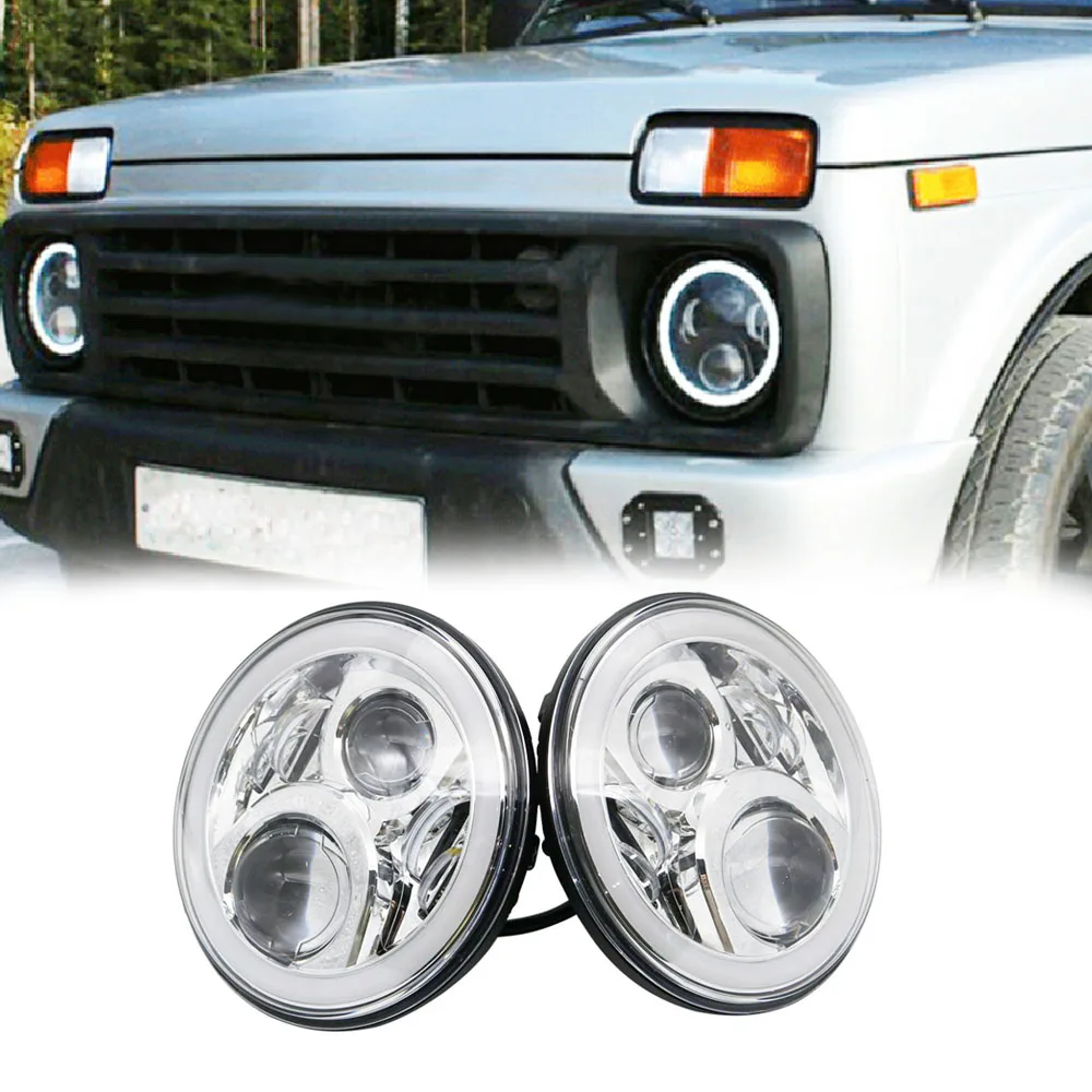 For Jeep Wrangler Jk Tj Super Bright 50W 7 Inch Round LED Headlight White Amber Turn Signal Halo Ring For Lada 4x4 urban Niva (11)