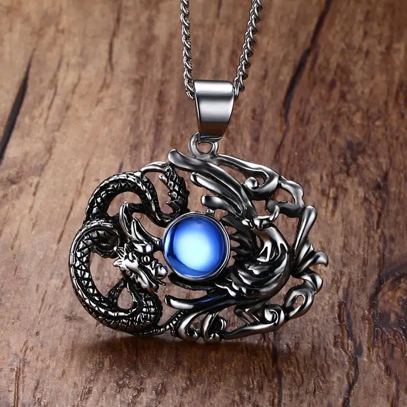 Chinese Feature Mens Necklaces Stainless Steel Dragon and Phoenix Pendant Necklace Men Vintage Punk Bike Jewelry Accessories
Chinese Feature Mens Necklaces Stainless Steel Dragon and Phoenix Pendant Necklace Men Vintage Punk Bike Jewelry Accessories