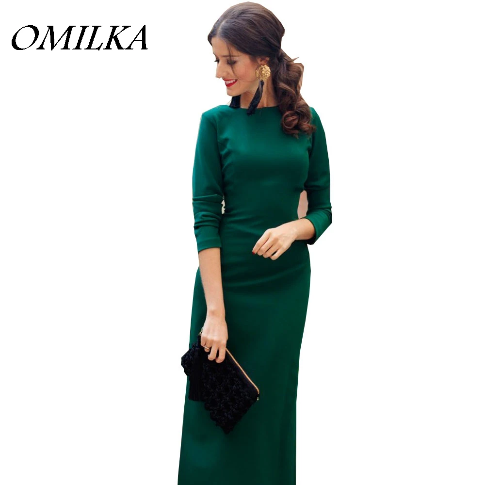 OMILKA 2018 Autumn Women Long Sleeve V Neck Backless Bodycon Dress Elegant Green Pink Bow Club Party Button Bandage Long Dress
OMILKA 2018 Autumn Women Long Sleeve V Neck Backless Bodycon Dress Elegant Green Pink Bow Club Party Button Bandage Long Dress