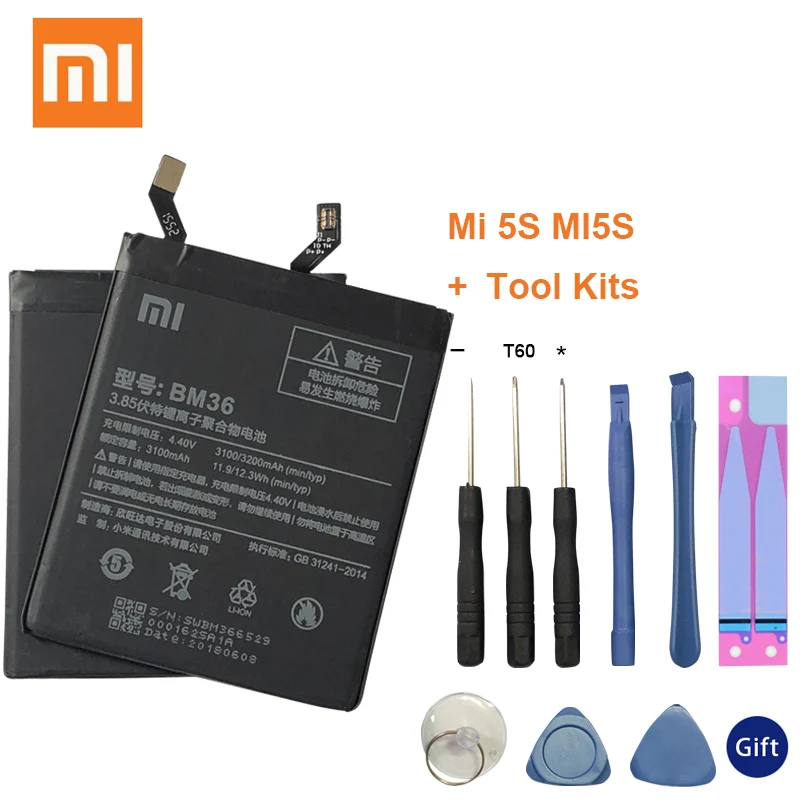 XiaoMi Original Mobile Phone Battery For Xiaomi Mi 5S Replacement Battery BM36 Real 3100mAh Free Shipping
XiaoMi Original Mobile Phone Battery For Xiaomi Mi 5S Replacement Battery BM36 Real 3100mAh Free Shipping