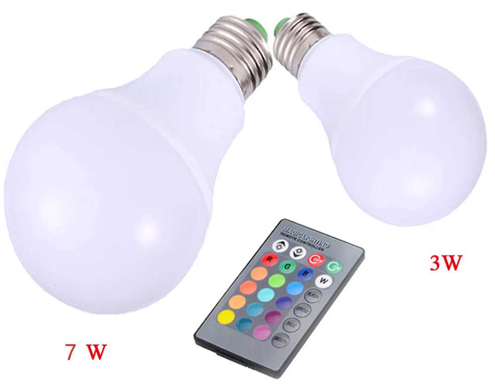 E27 E14 RGB LED Bulb Lamp 3W 5W 10W Color Magic Spot Light Remote Control Dimmable 24key LED Night Light 110V 220V Holiday Bar (7)