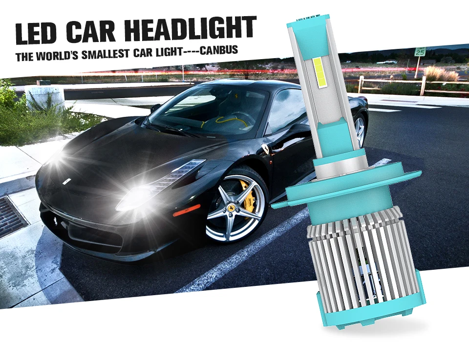 Foxcncar 2 Pcs Car Headlight H7 LED H4 H1 H3 H8 H11 1860 chip 72W 8000LM Auto Headlamp 6500K Light Bulb IP67 9006 9005 HB3 HB4 (1)