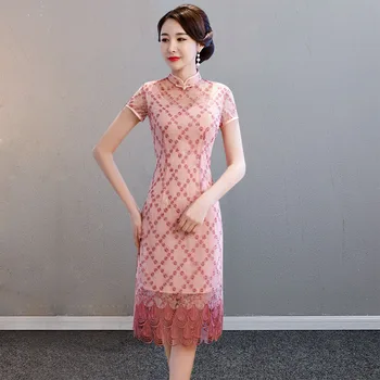 Knee Length Cheongsam Vintage Chinese Mandarin Collar Dress 2019 New Womens Summer lace Qipao Slim Party Dresses Vestido S-3XL
Knee Length Cheongsam Vintage Chinese Mandarin Collar Dress 2019 New Womens Summer lace Qipao Slim Party Dresses Vestido S-3XL