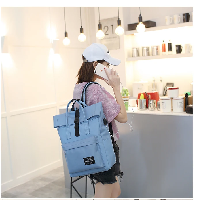 Women External USB Charge Backpack Canvas Backpack Male Mochila Escolar Girls Laptop Backpack School Bags Backpack for teens 14