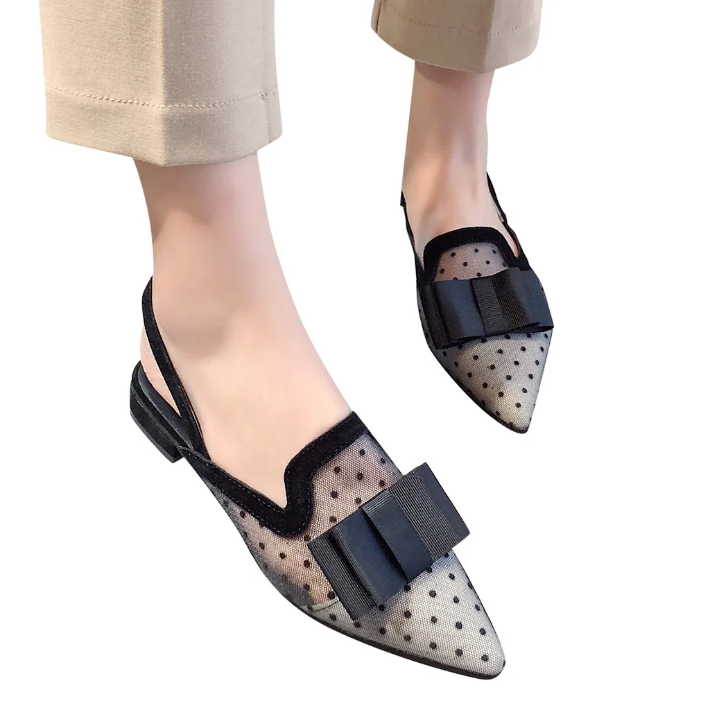 Folded Bowknot Clear Dot Flat Shoes Back Strap Pointed Toe Low Heel Shoes Fashoin Women New Style Breatheable Sexy Casual Shoes
Folded Bowknot Clear Dot Flat Shoes Back Strap Pointed Toe Low Heel Shoes Fashoin Women New Style Breatheable Sexy Casual Shoes