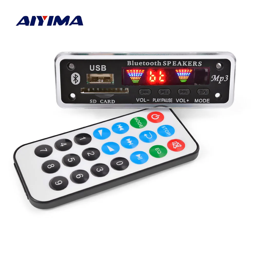 Bluetooth MP3 декодер AIYIMA плата автомобильного аудио USB TF FM радио модуль 12 в 5 0 приемник