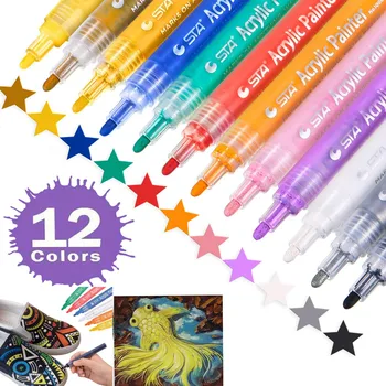 12 Colors Permanent Paint Art Marker Pen Set for Glass Painting Fabric Painting Rock Painting Garden Acrylic Paint Marker Pens
12 Colors Permanent Paint Art Marker Pen Set for Glass Painting Fabric Painting Rock Painting Garden Acrylic Paint Marker Pens