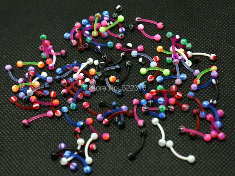 1.2*10*4/4mm eyebrow jewelry curved ring mix color design 100pcs acrylic body piercing jewelry bioplast barbell
1.2*10*4/4mm eyebrow jewelry curved ring mix color design 100pcs acrylic body piercing jewelry bioplast barbell