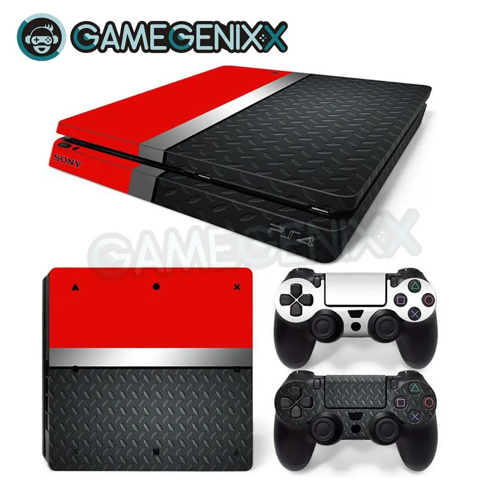 GAMEGENIXX Skin Sticker Vinyl Decal for PS4 Slim Console and 2 Controllers - Red Metal
GAMEGENIXX Skin Sticker Vinyl Decal for PS4 Slim Console and 2 Controllers - Red Metal