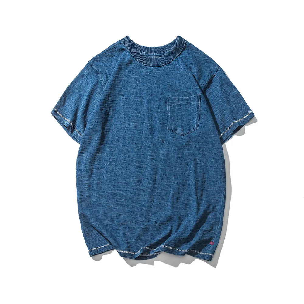New Manual Indigo Dyeing Mens T-shirt with Pocket Slim Fit T Shirt Men Vintage Brand Clothing 2018 Summer Tops Washed Tshirt
New Manual Indigo Dyeing Mens T-shirt with Pocket Slim Fit T Shirt Men Vintage Brand Clothing 2018 Summer Tops Washed Tshirt