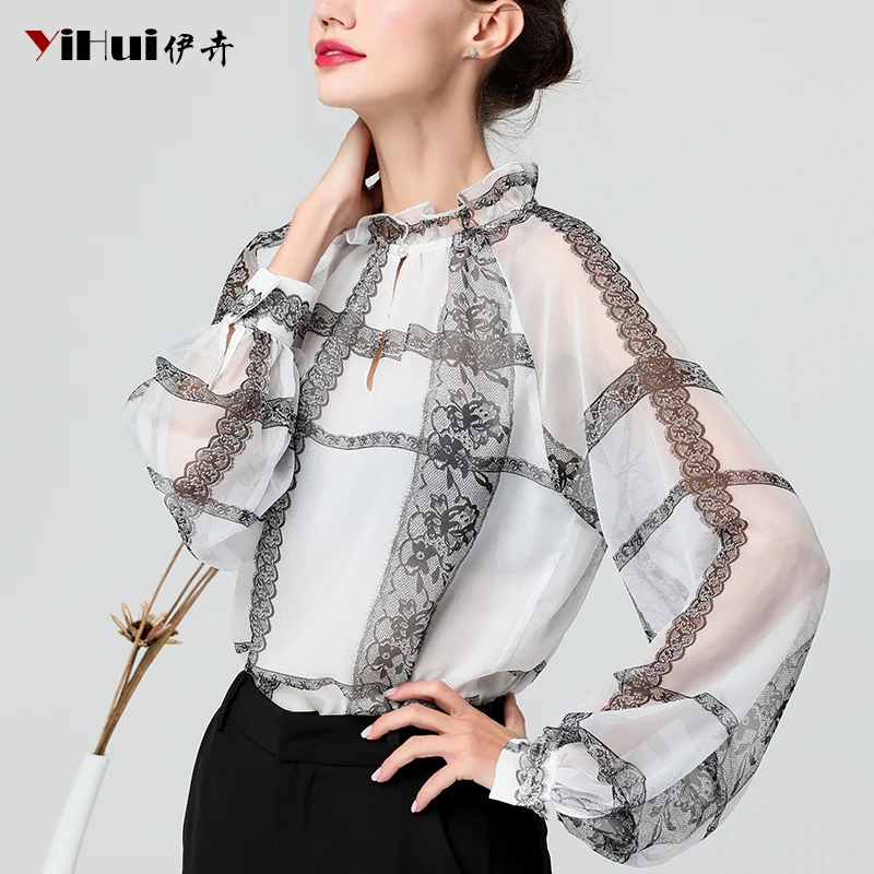 2019 Summer Thin Floral Chiffon Women' Blouse Stand Ruffles Collar Long Lantern Sleeve Plus Size Loose-Fitting Woman Tops Cloth
2019 Summer Thin Floral Chiffon Women' Blouse Stand Ruffles Collar Long Lantern Sleeve Plus Size Loose-Fitting Woman Tops Cloth