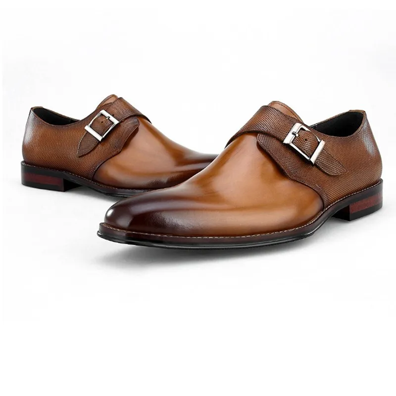 Fashion Black / Brown Summer Mens Dress Shoes Genuine Leather Business Shoes Male Social Shoes With Buckle 
Fashion Black / Brown Summer Mens Dress Shoes Genuine Leather Business Shoes Male Social Shoes With Buckle