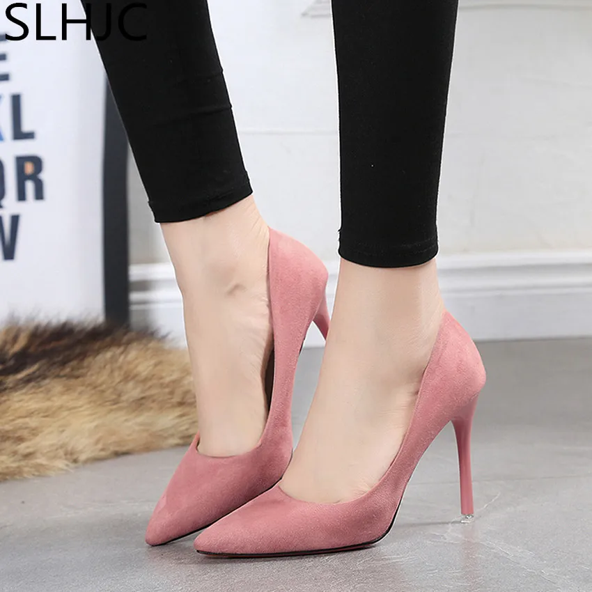 2017 Spring Autumn 7 CM 10 CM Pointed Toe High Heel Velvet Pumps Pointed Toe Thin Heel Wedding Party Pumps
