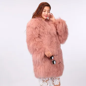 

Real mongolia sheep fur coats for women winter autumn thicken lamb fur full pelt fur jacket Excellent quality 90cm length C127