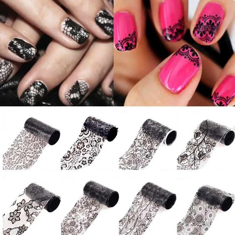 

New Arrival 20 Kinds Manicure Lace Flower Pedicure DIY Nail Art Stickers Nail Polishes Gel Guide Line Manicure Art Tools