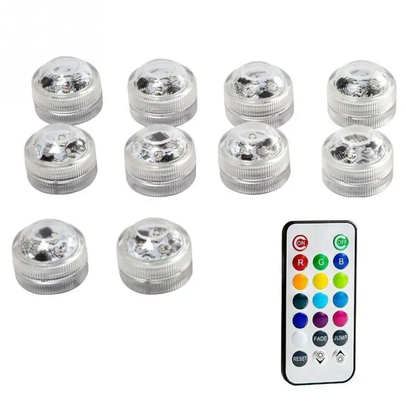 10pcs/set RGB LED Submersible Light Bulb 20 Key Colorful Candle Light Underwater Lamp With Remote Control Waterproof Decor Light
10pcs/set RGB LED Submersible Light Bulb 20 Key Colorful Candle Light Underwater Lamp With Remote Control Waterproof Decor Light