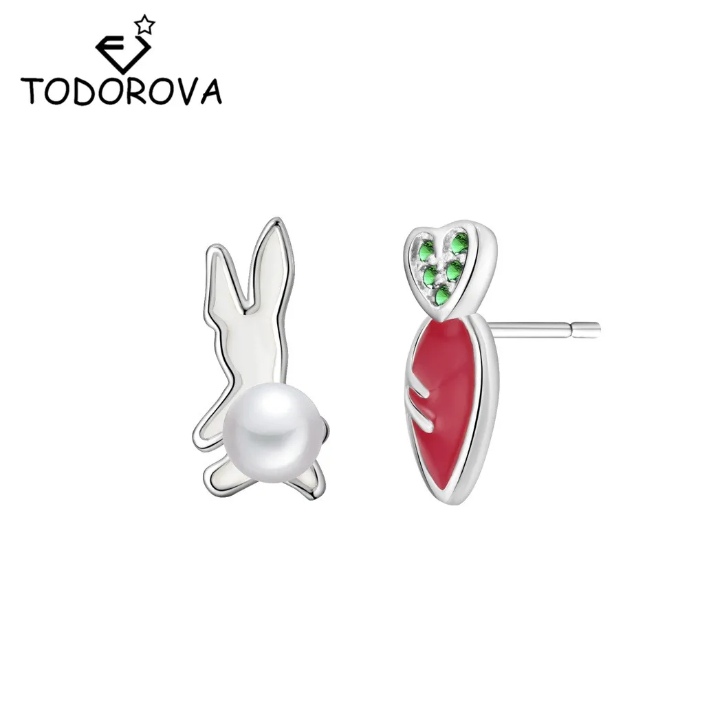 Todorova Cute Enamel Bunny Rabbit & Carrot Asymmetry Earrings Imitation Pearl Creative Cartoon Stud Ear Jewelry for Child Girls
Todorova Cute Enamel Bunny Rabbit & Carrot Asymmetry Earrings Imitation Pearl Creative Cartoon Stud Ear Jewelry for Child Girls