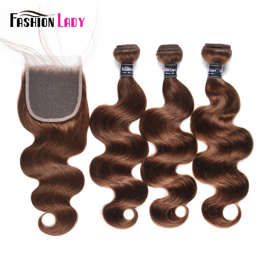 Fashion Lady Pre-Colored 3 Bundles Brazilian Body Wave With Closure Color 4# Brown Human Hair Extensions With Closure Non-Remy
Fashion Lady Pre-Colored 3 Bundles Brazilian Body Wave With Closure Color 4# Brown Human Hair Extensions With Closure Non-Remy