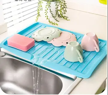 Kitchen Organizer Trough Tray Bowl And Dish Drainage Receptacle Plastic Shelf Sink Dishes Drainer Rack