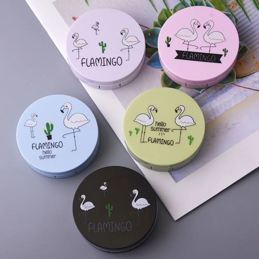 

Color Flamingo Contact Lenses Case For Lenses Container Contact Lens Cleaner Lens Travel Mirror Travel Kit Eyewear Cases