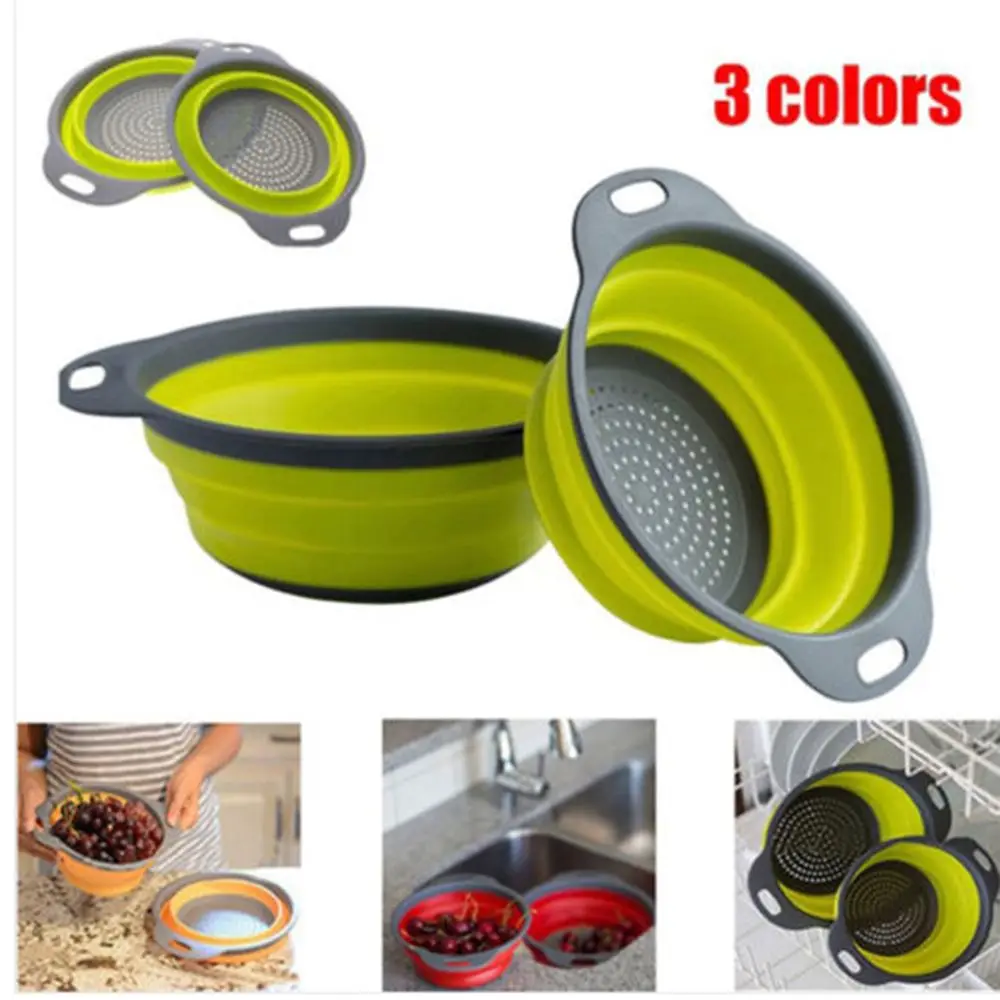 Silicone Collapsible Colander Fruit Vegetable Food Strainers with Extendable Handles, Space-Saver Folding Strainer for Kitchen
Silicone Collapsible Colander Fruit Vegetable Food Strainers with Extendable Handles, Space-Saver Folding Strainer for Kitchen