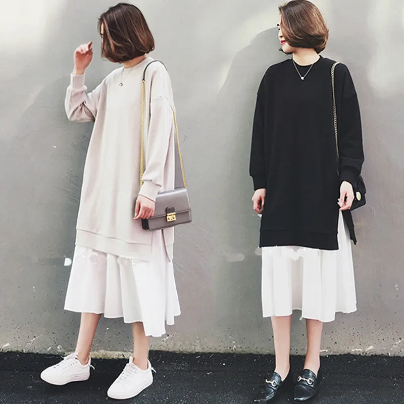 2019 New Large Size Women's Spring Autumn Fake Two Pieces Stitching Knitted Sweater Waist Thick Loose Dress V274
2019 New Large Size Women's Spring Autumn Fake Two Pieces Stitching Knitted Sweater Waist Thick Loose Dress V274