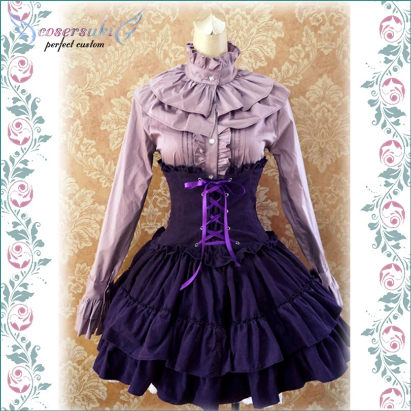 

Gothic Lolita Dress SK Lavender High Waist,Lace Up Ruffles Lolita Skirt ! Sleeveless dress ! Newest!