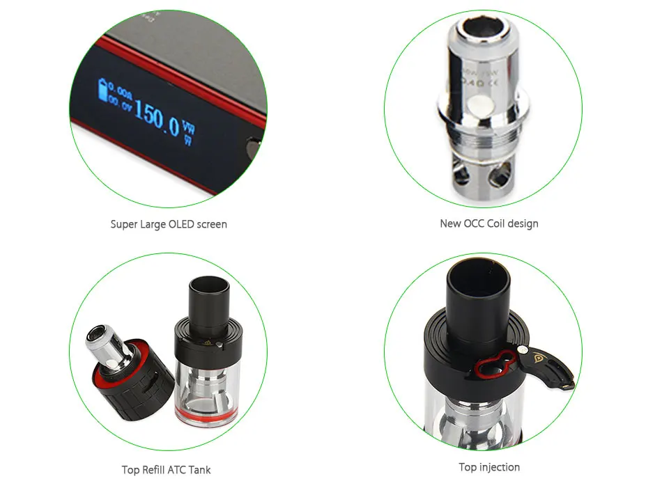 Vaptio S150 Vape kit Electronic Cigarette 150w KIT VW/VT-Ni/Ti/SS/ATC temperature control vape 0.91'' OLED Screen ATC II Coil